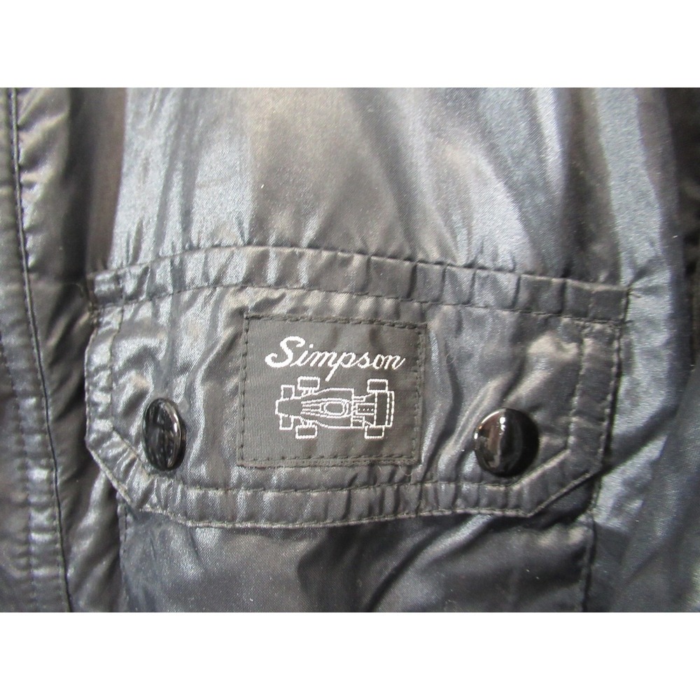 Vintage Simpson Racing Nylon Jacket Small Black Cafe Racer Embroidered Patch - Picture 2 of 8